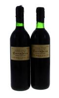 Lote 3219 - Duas garrafas de Vinho Tinto, Garrafeira, Reserva Particular, Colheita 1980, Região da Bairrada, Engarrafadas em 1986, Nº 28817, 28823, Caves Monte Alto, (750ml-12%vol).